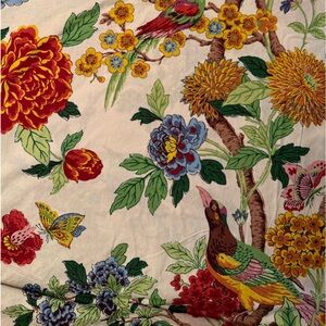 Whipoorwhill, red and purple hydrangea, king size cotton duvet cover.